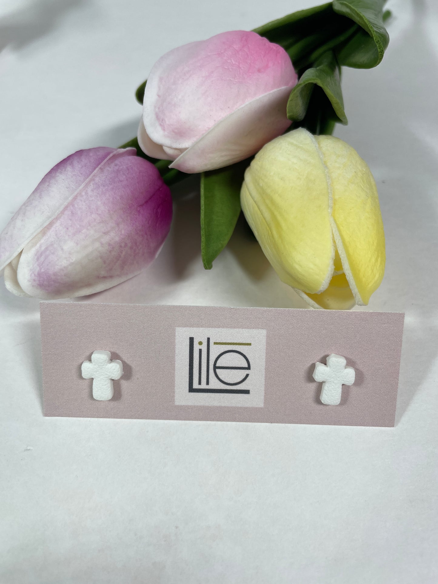 White cross studs