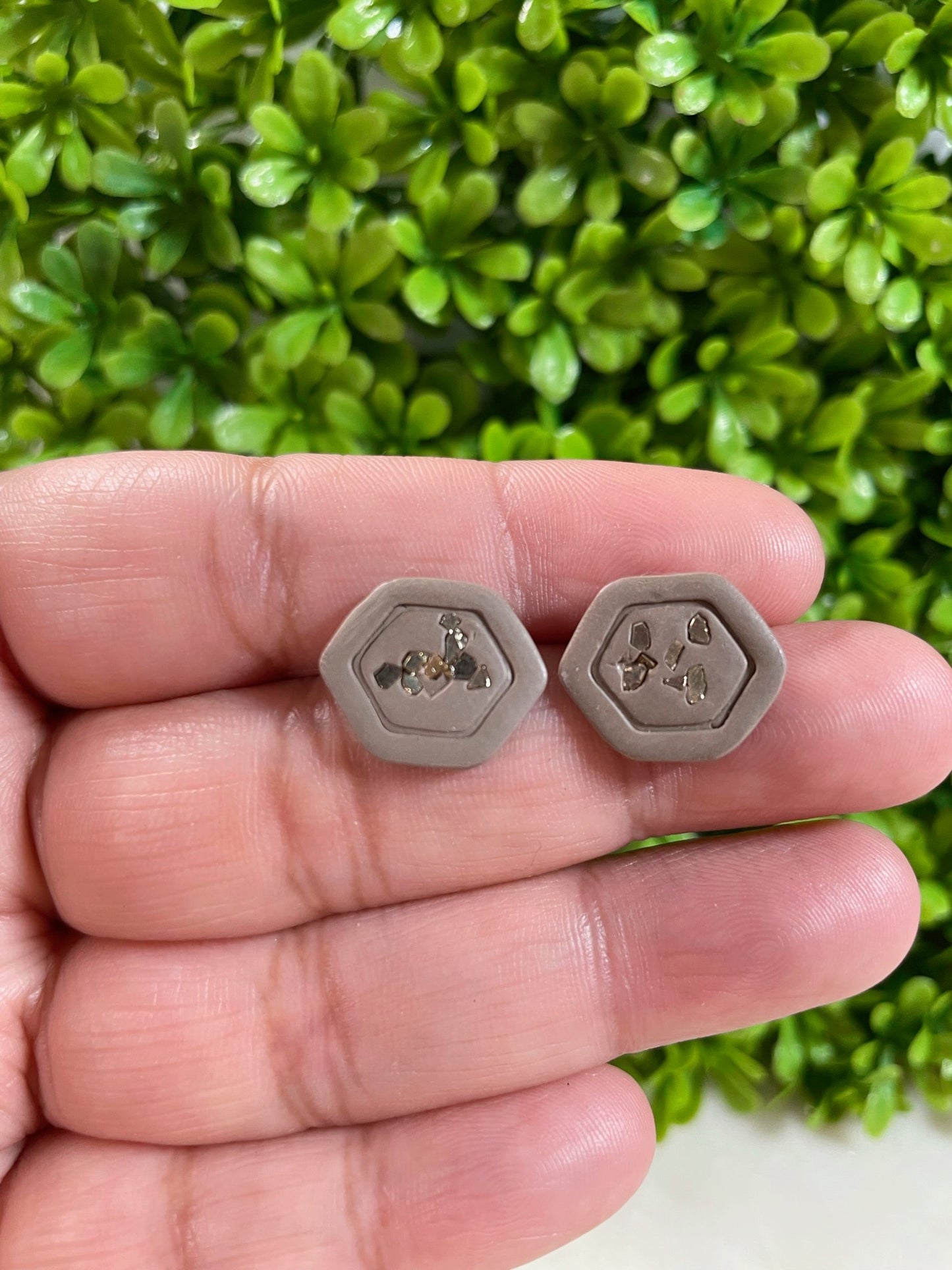 Concrete & Glass Hexagon Studs