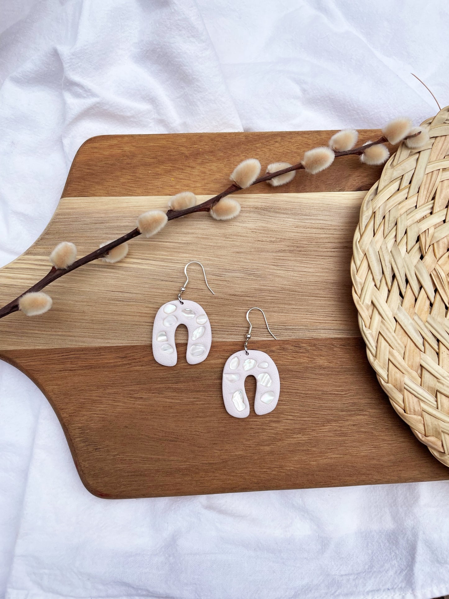 Shell Mosaic Horseshoe Earrings