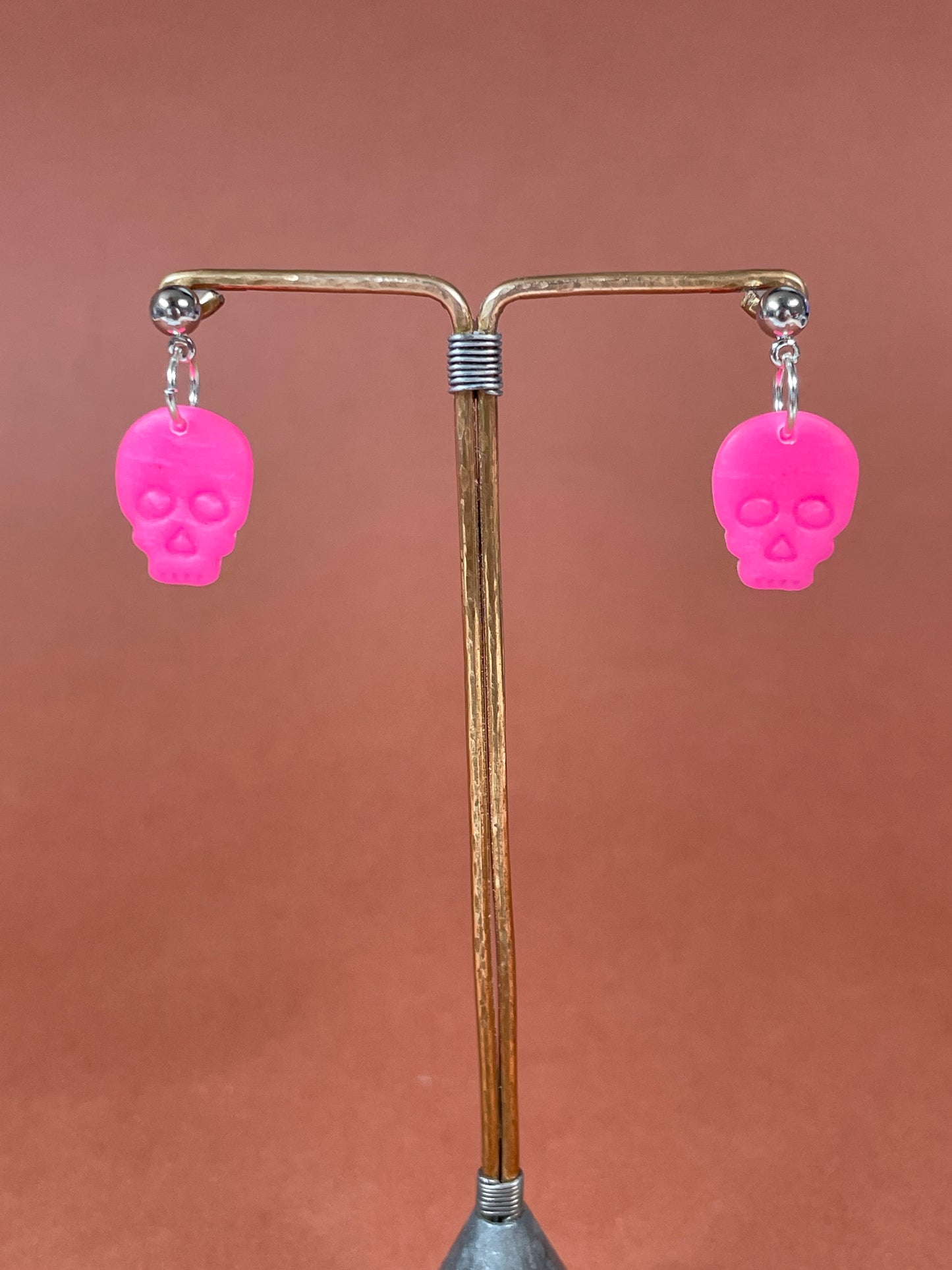 Pink Skull Dangles