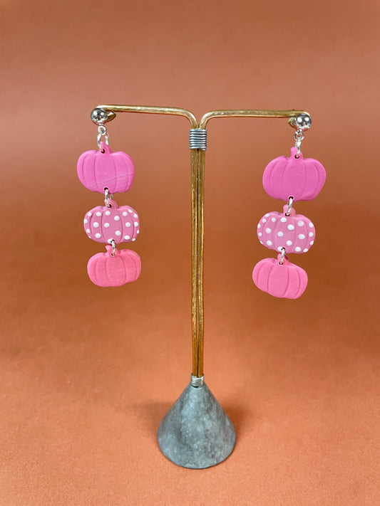 Pink pumpkin dangles