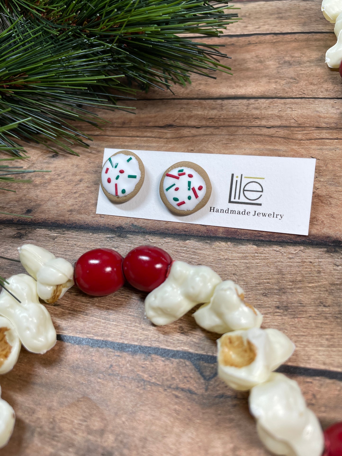 Christmas decorated sugar cookie studs