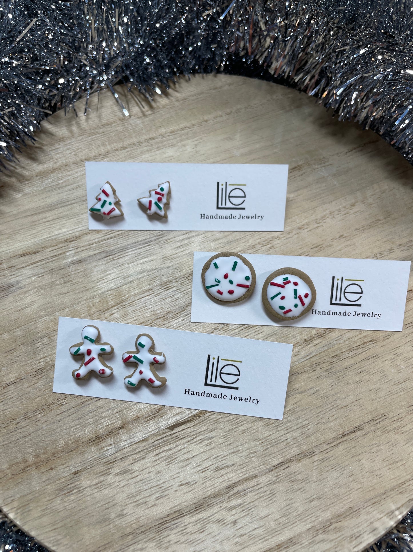 Christmas decorated sugar cookie studs