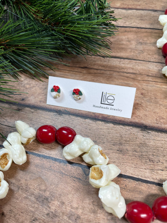 White round Christmas studs