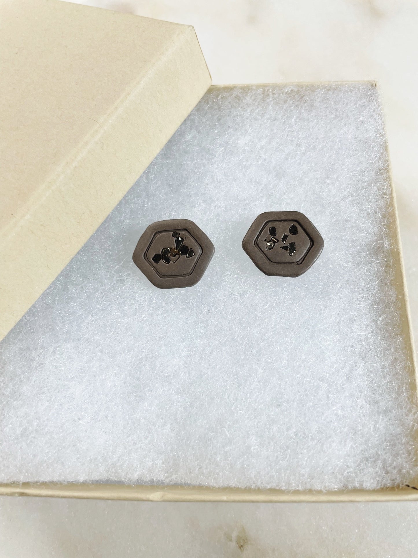 Concrete & Glass Hexagon Studs