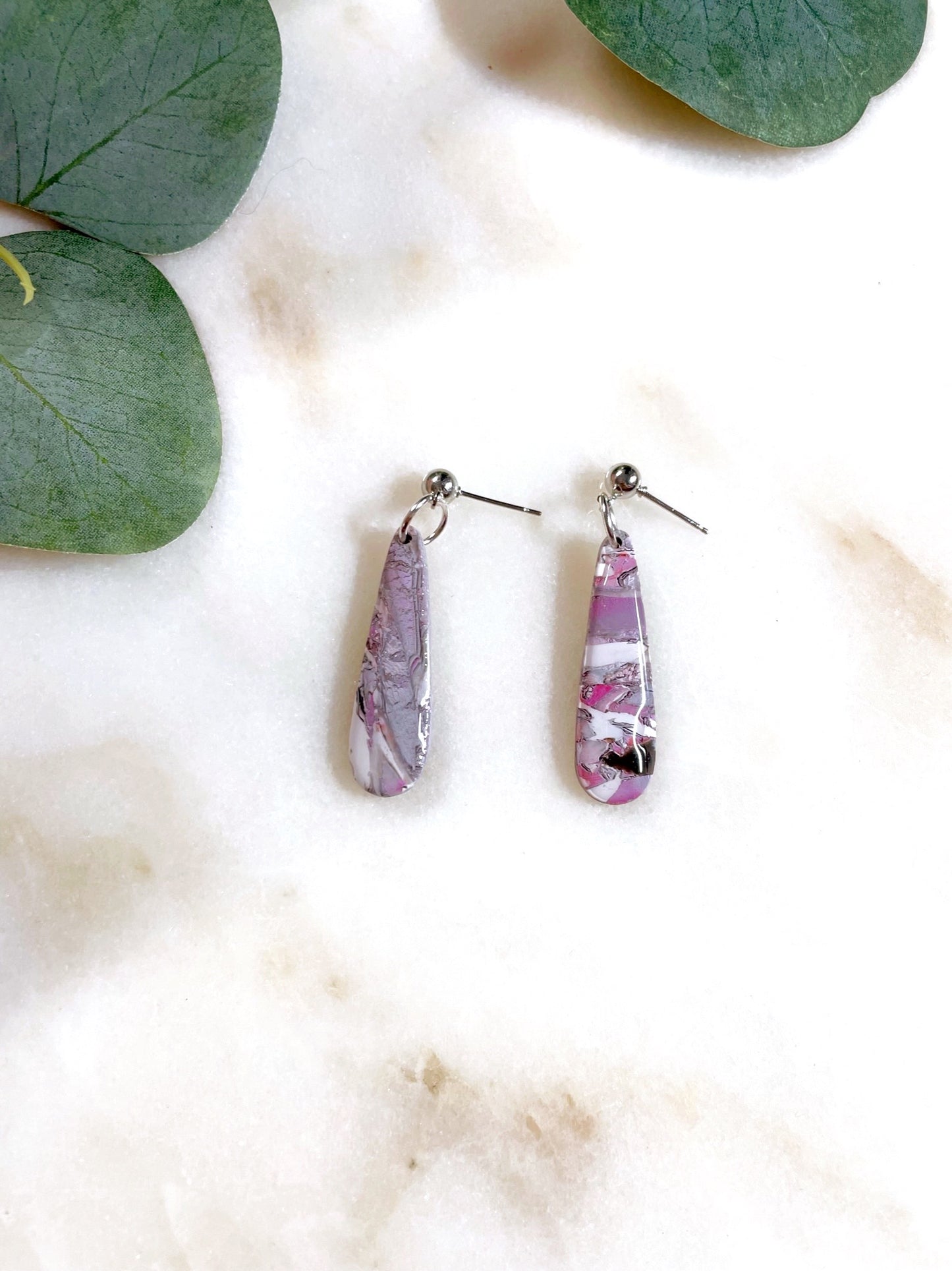 Faux Marble Drop Earrings