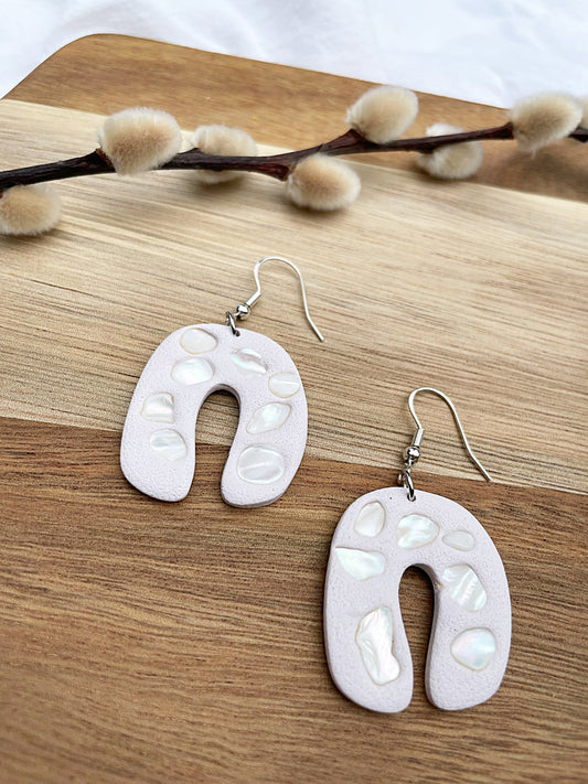 Shell Mosaic Horseshoe Earrings